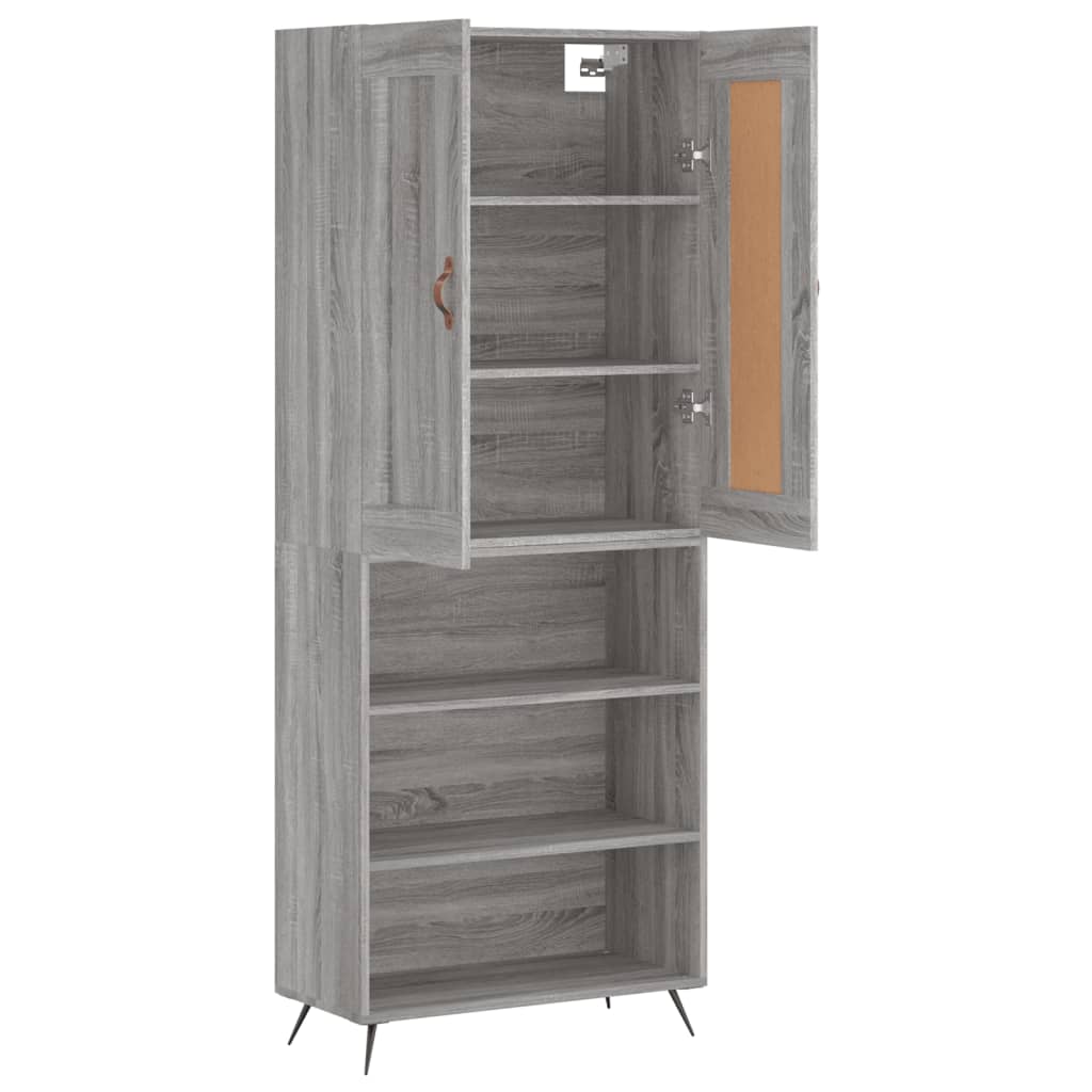 vidaXL Armário alto 69,5x34x180 cm derivados de madeira sonoma cinza