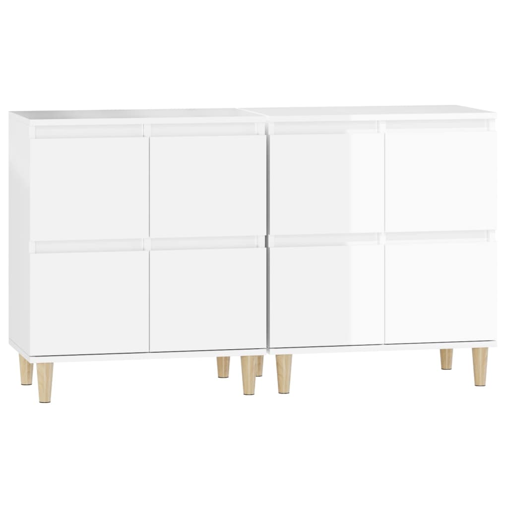 vidaXL Aparadores 2 pcs 60x35x70 cm derivados madeira branco brilhante