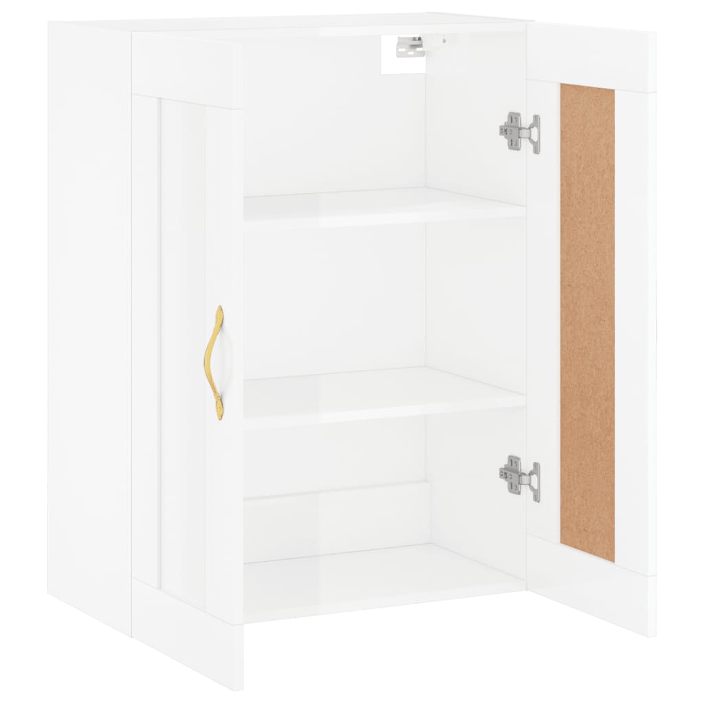 vidaXL Armário parede 69,5x34x90 cm deriv. de madeira branco brilhante