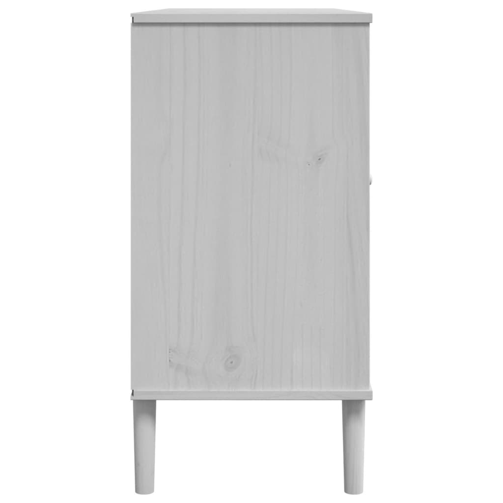 vidaXL Aparador SENJA aspeto de vime 112x40x80 cm pinho maciço branco