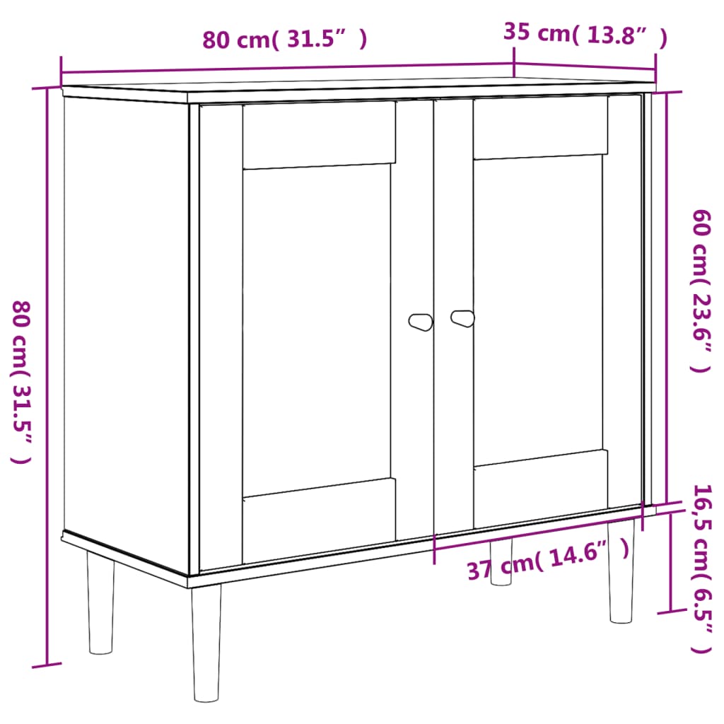 vidaXL Aparador SENJA aspeto de vime 80x35x80 cm pinho maciço branco