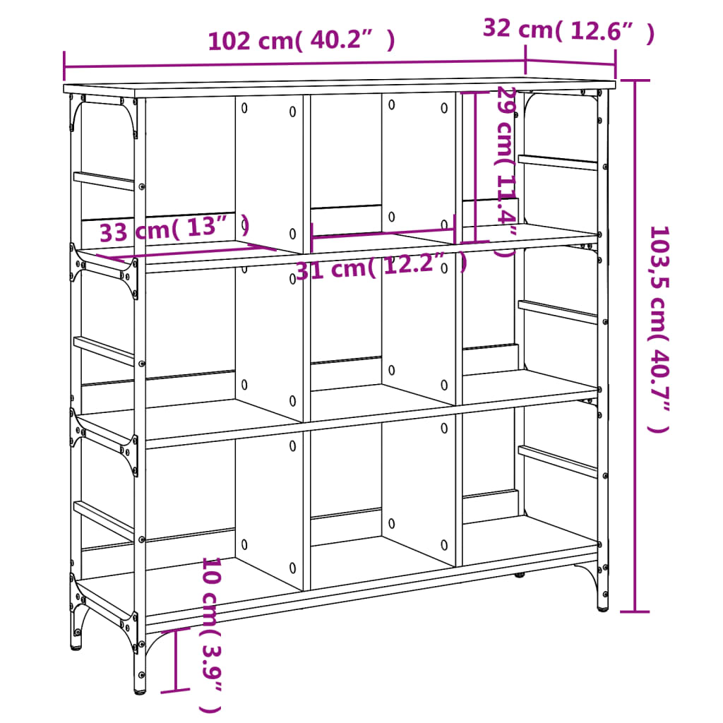 vidaXL Aparador 102x32x103,5 cm derivados de madeira cinzento sonoma