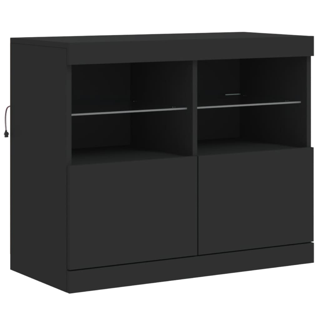 vidaXL Aparador com luzes LED 81x37x67 cm preto