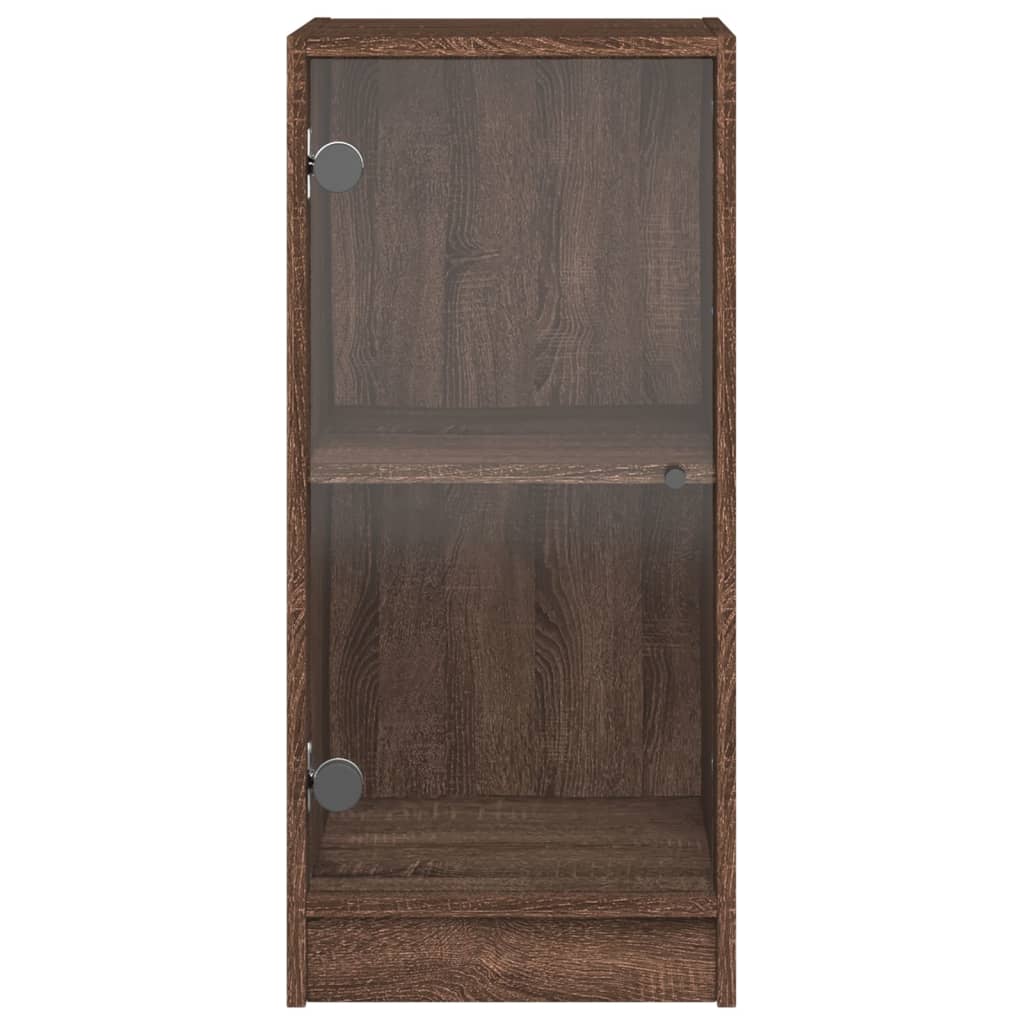 vidaXL Armário de apoio c/ portas vidro 35x37x75,5cm carvalho castanho