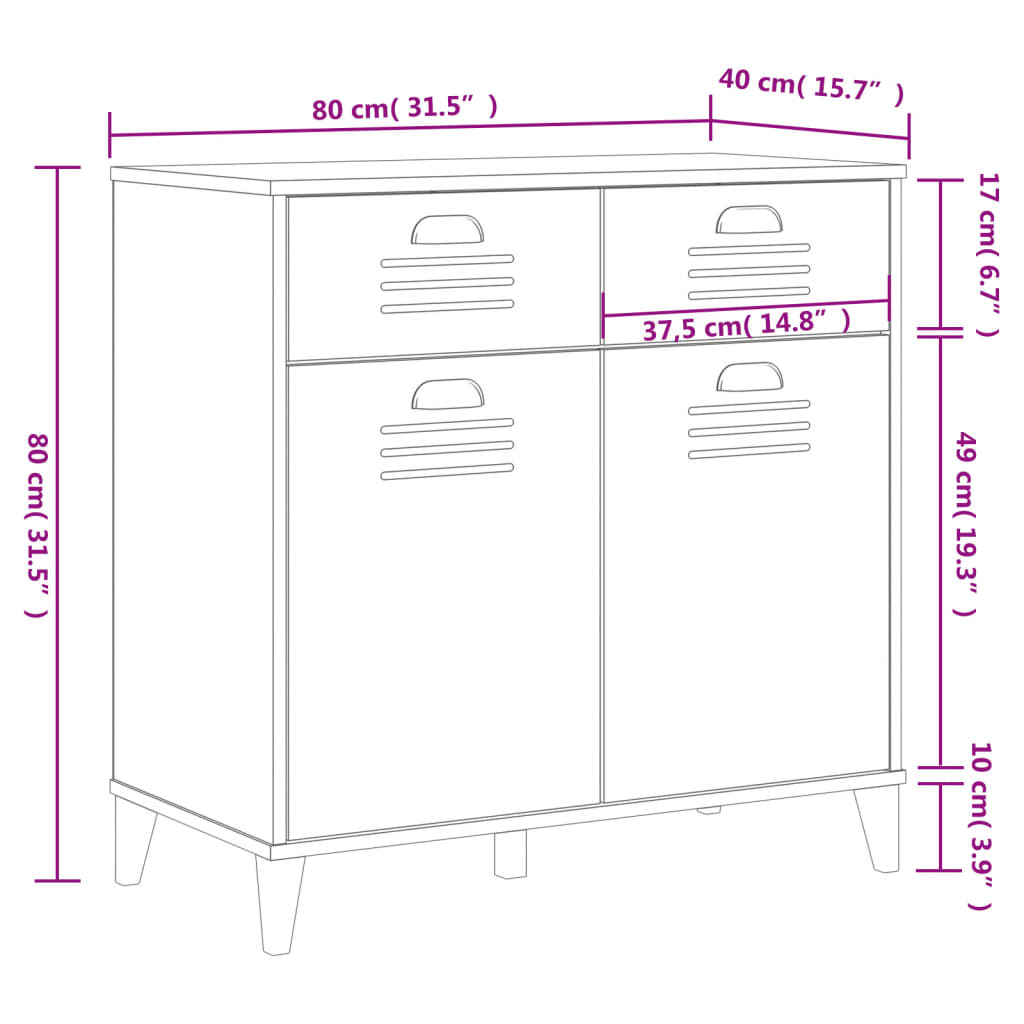 vidaXL Aparador VIKEN 80x40x80 cm derivados de madeira branco