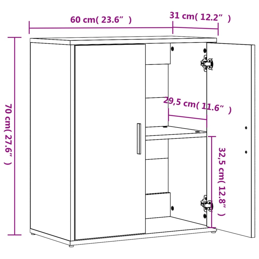 vidaXL Aparadores 2 pcs 60x31x70 cm derivados madeira cinzento cimento