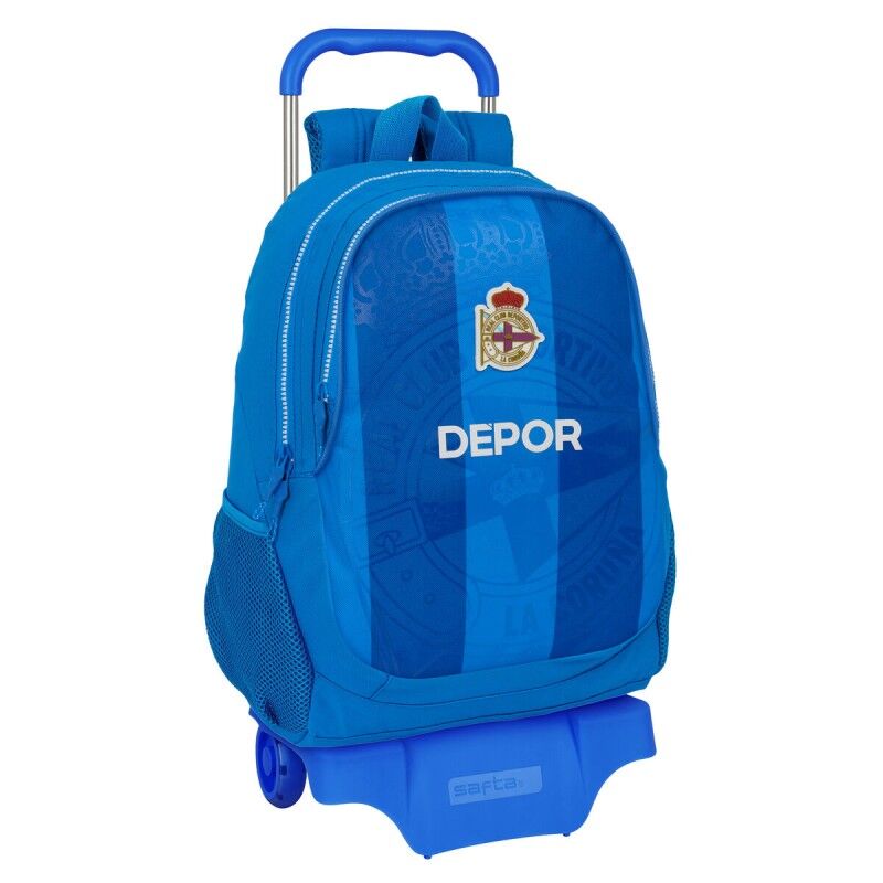 R. C. Deportivo de La Coruña|Mochila Escolar com Rodas R. C. Deportivo de La Coruña Azul 32 x 44 x 16 cm