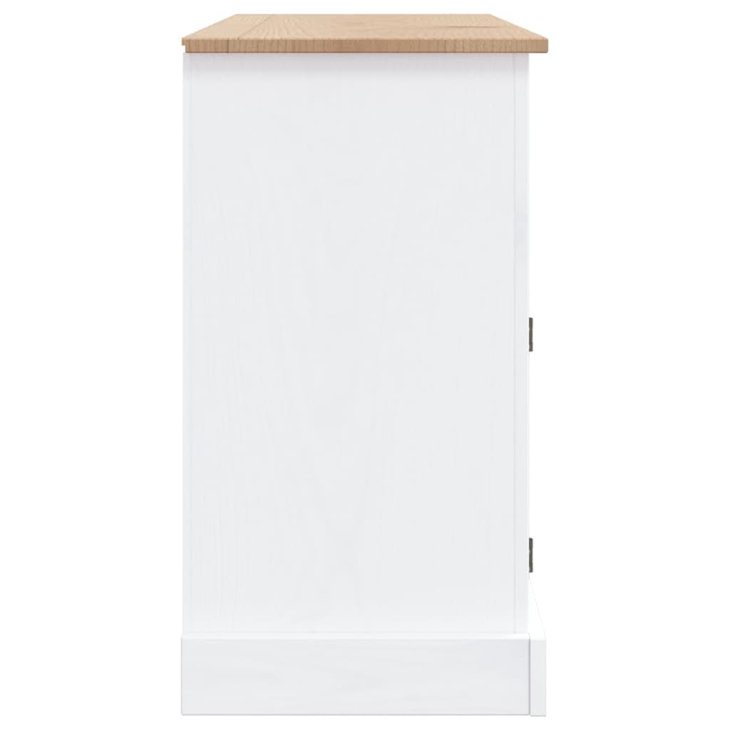 vidaXL Aparador Corona Range 132x43x78 cm pinho mexicano maciço branco