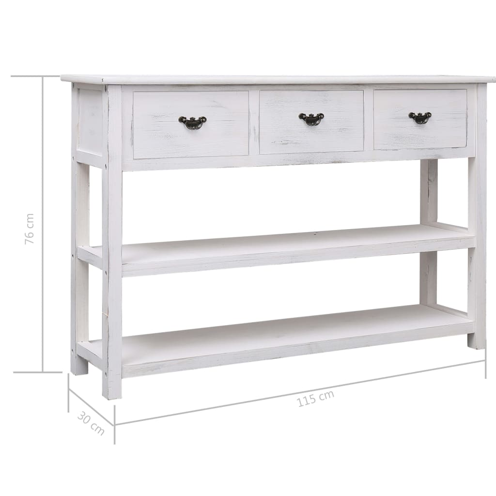 vidaXL Aparador estilo antigo 115x30x76 cm madeira branco