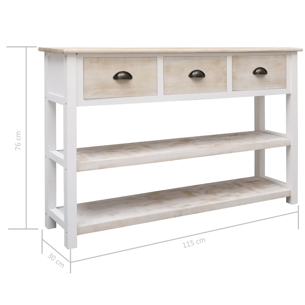 vidaXL Aparador 115x30x76 cm madeira natural e branco