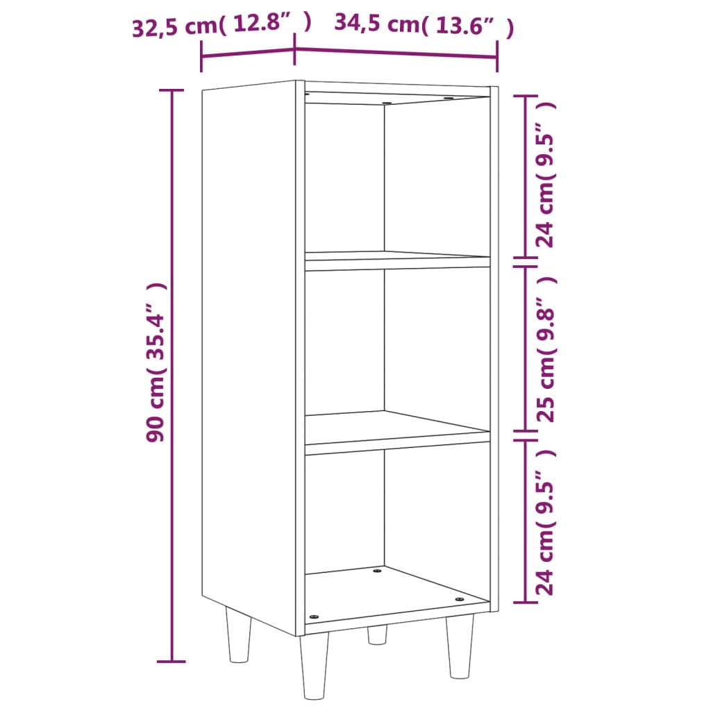 vidaXL Aparador 34,5x32,5x90 cm derivados de madeira branco brilhante