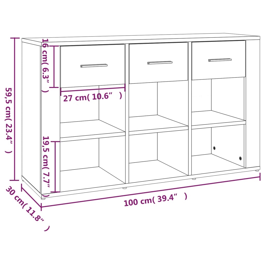 vidaXL Aparador 100x30x59,5 cm derivados de madeira branco