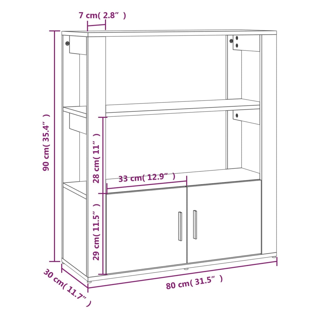 vidaXL Aparador 80x30x90 cm derivados de madeira branco