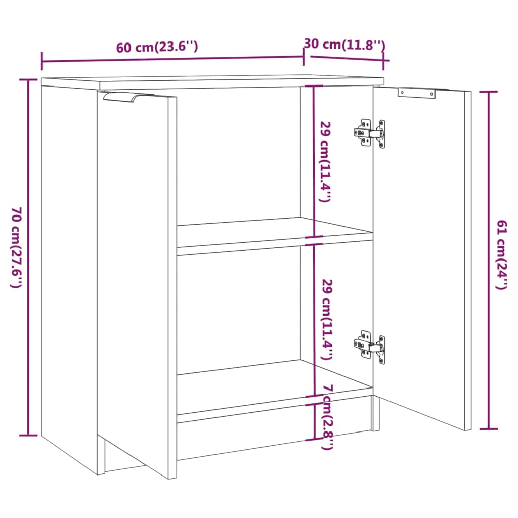 VidaXL 3 pcs aparadores derivados de madeira sonama cinzento