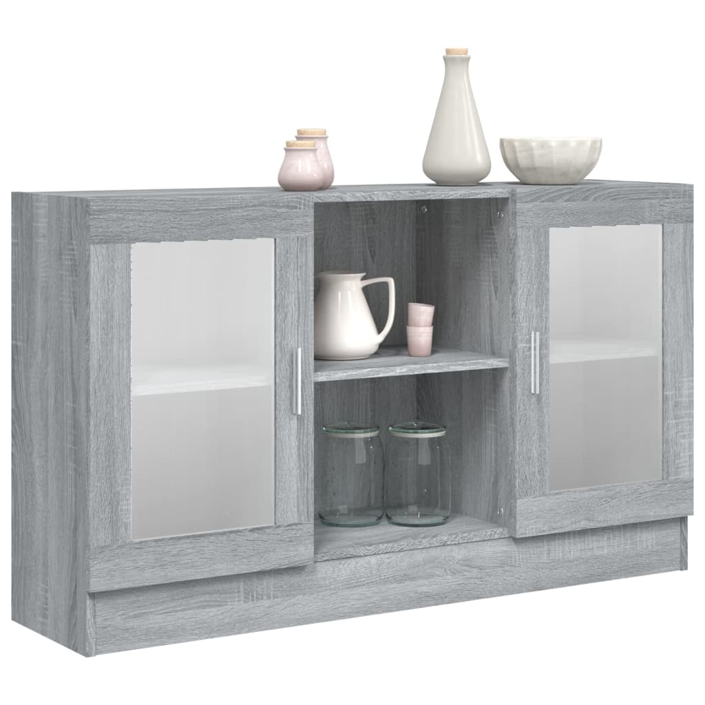 vidaXL Vitrine 120x30,5x70 cm derivados de madeira cinzento sonoma