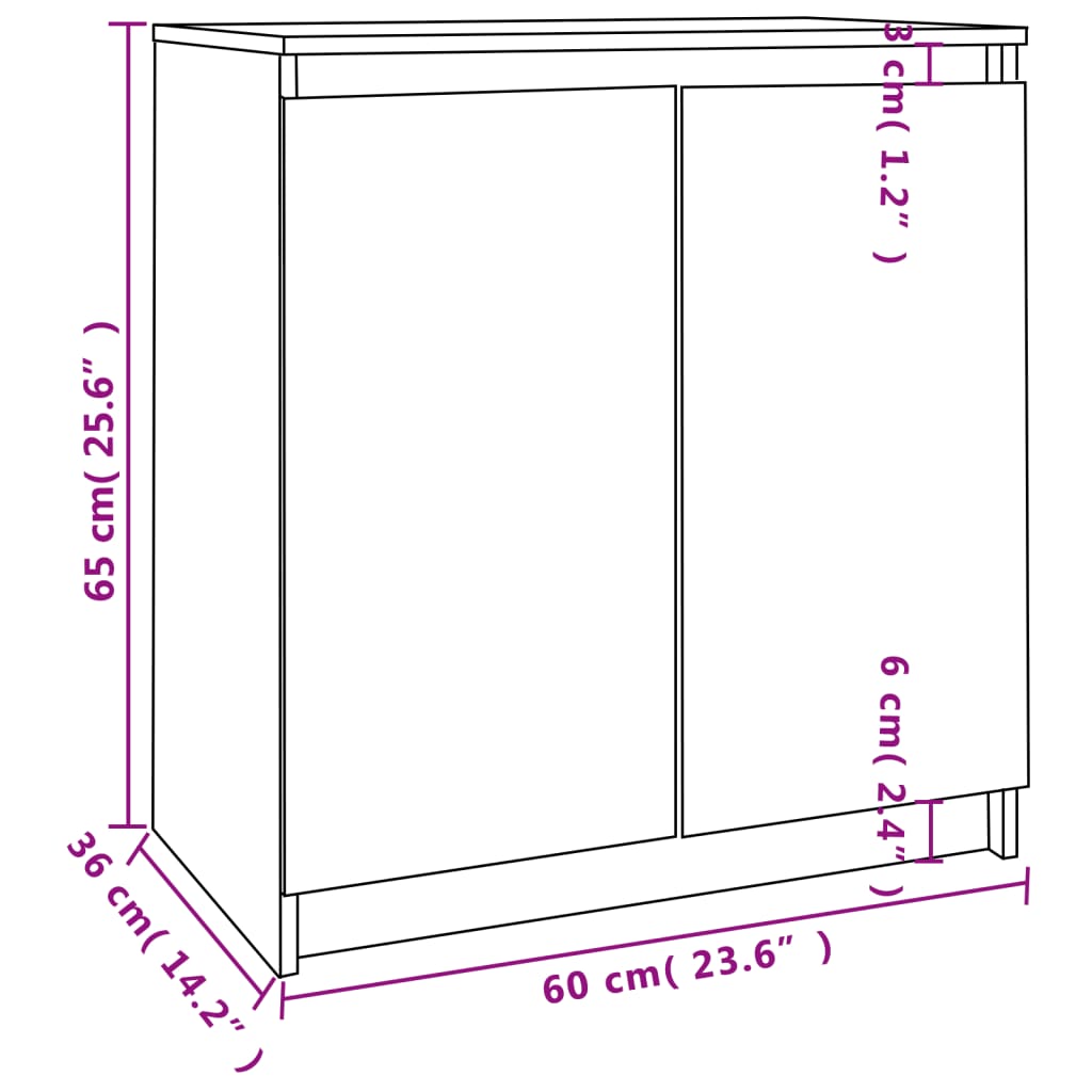 vidaXL Armário de apoio 60x36x65 cm madeira de pinho maciça cinzento