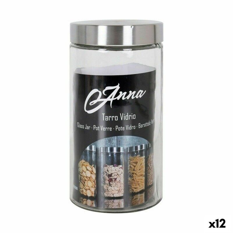 Anna|Frasco Anna 1,7 L Vidro Aço 11 x 11 x 22 cm (12 Unidades) Anna|Frasco Anna 1,7 L Vidro Aço 11 x 11 x 22 cm (12 Unidades)