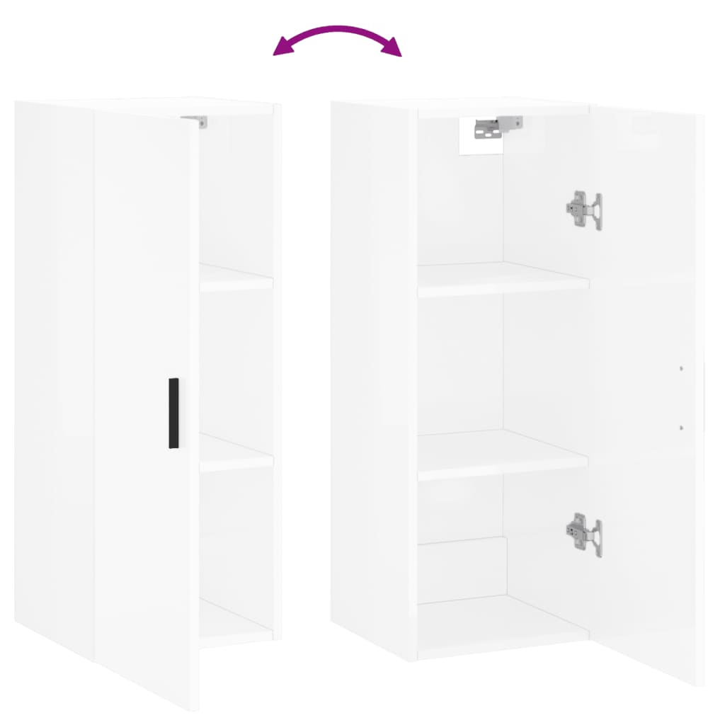 vidaXL Armário de parede 34,5x34x90 cm branco brilhante