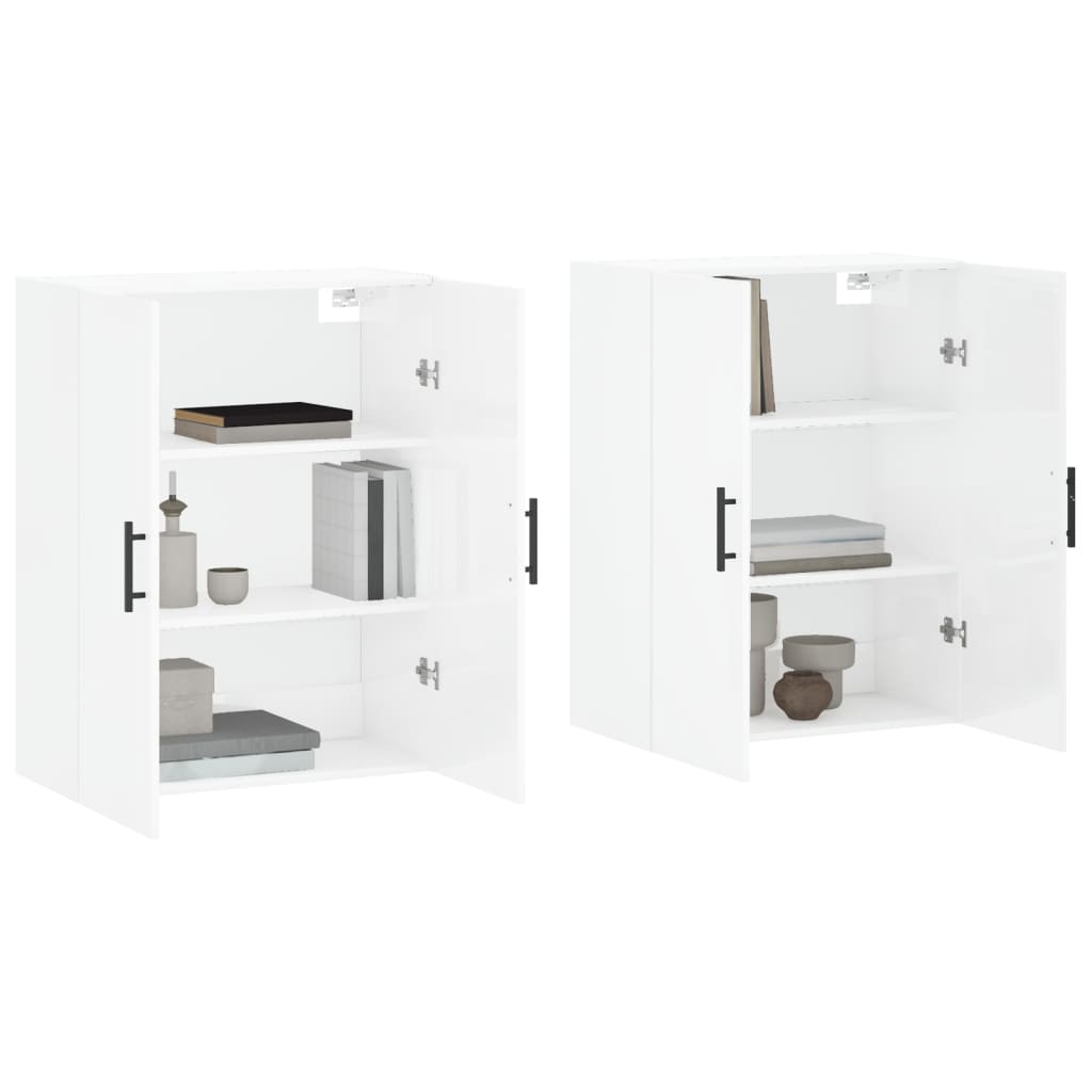 vidaXL Armários de parede 2 pcs 69,5x34x90 cm branco brilhante