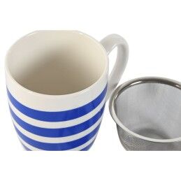Home ESPRIT|Chávena com Filtro para Infusões Home ESPRIT Azul Vermelho Aço inoxidável Porcelana 380 ml (4 Unidades)