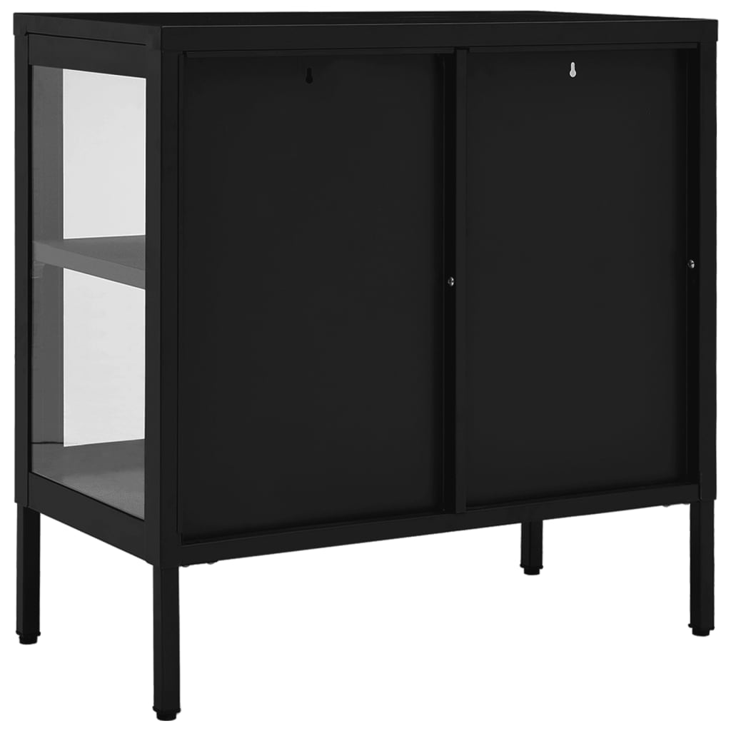 vidaXL Aparador 70x35x70 cm vidro e aço preto