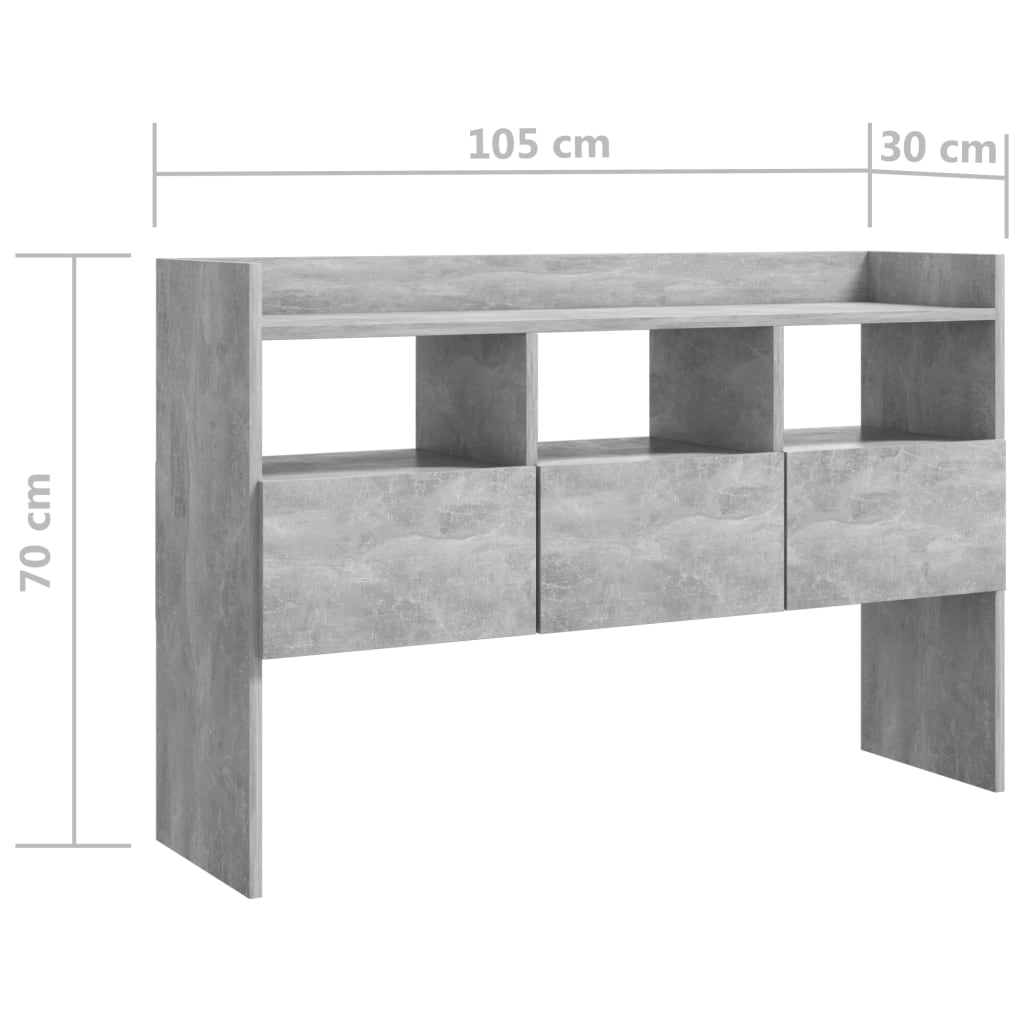 vidaXL Aparador 105x30x70 cm contraplacado cinzento-cimento