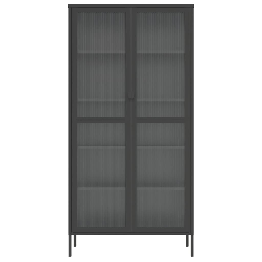 vidaXL Móvel alto 85x40x180 cm vidro e aço preto