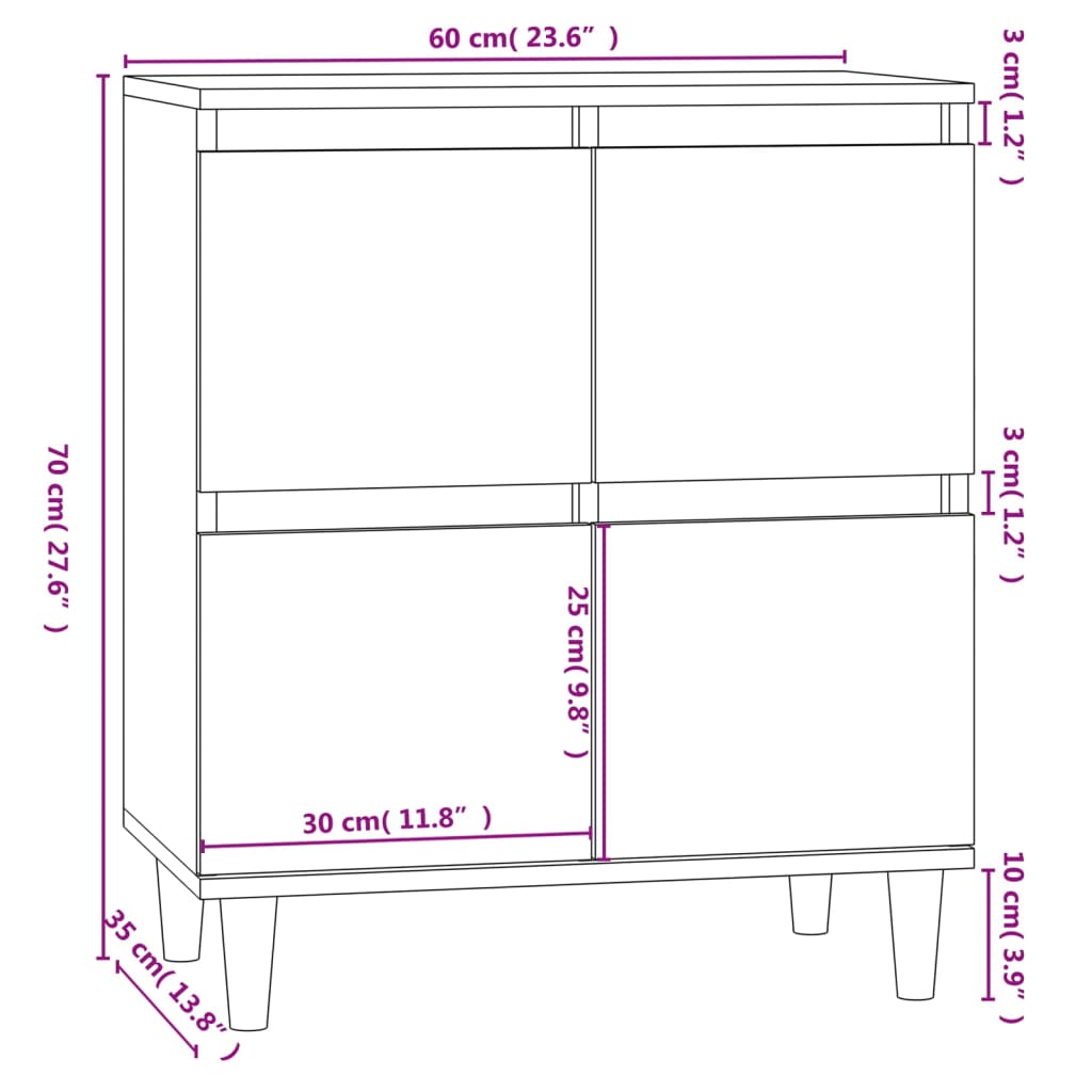 vidaXL Aparador 60x35x70 cm derivados de madeira cinzento cimento