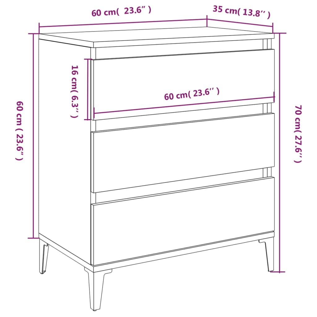 vidaXL Aparador 60x35x70 cm derivados de madeira branco