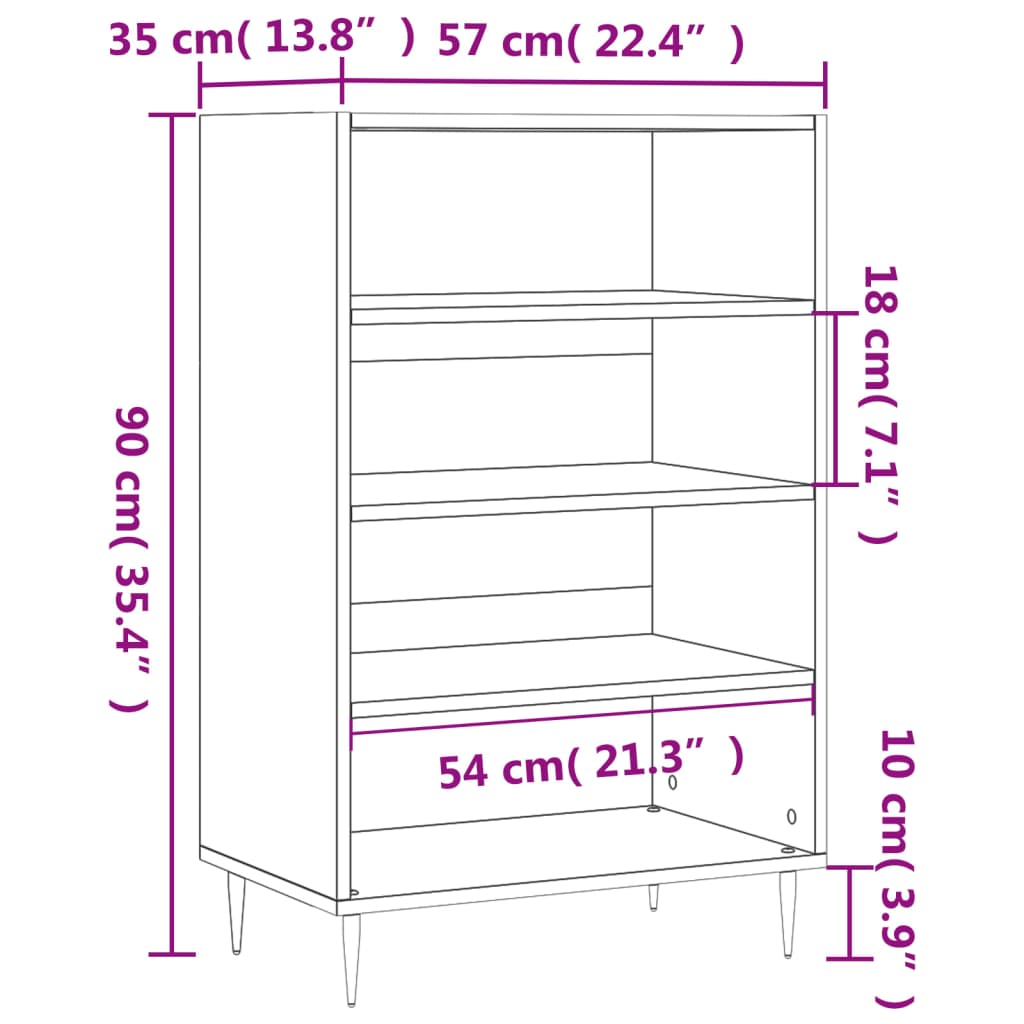 vidaXL Armário alto 57x35x90 cm derivados de madeira cinzento sonoma