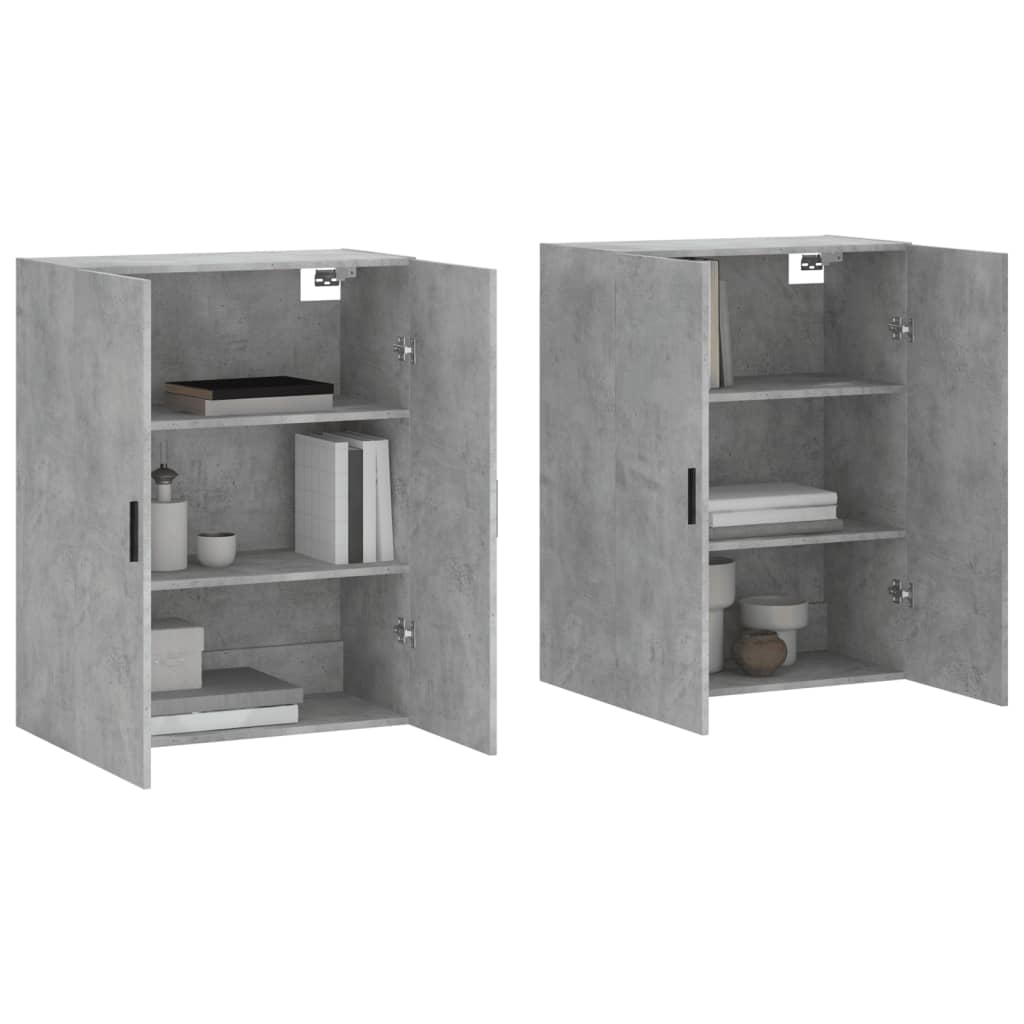 vidaXL Armários de parede 2 pcs 69,5x34x90 cm cinzento cimento