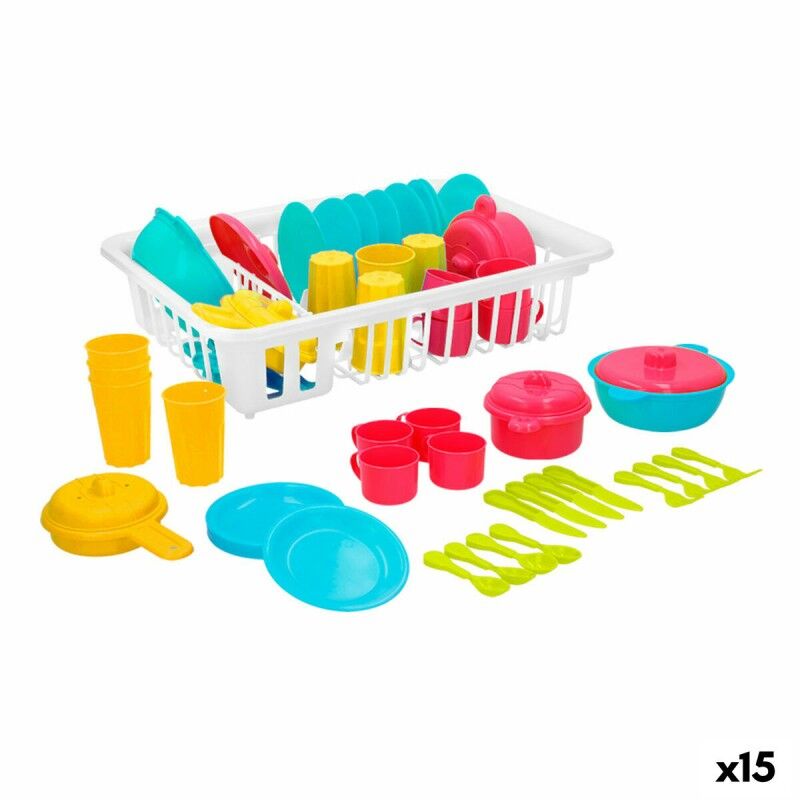 Colorbaby|Conjunto de Louça Infantil Colorbaby Brinquedo Escorredor 35 Peças (15 Unidades)