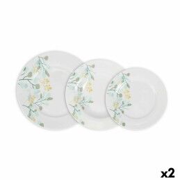 Home ESPRIT|Conjunto de Louça Home ESPRIT Branco Verde Cor de Rosa Porcelana 18 Peças 27 x 27 x 2 cm