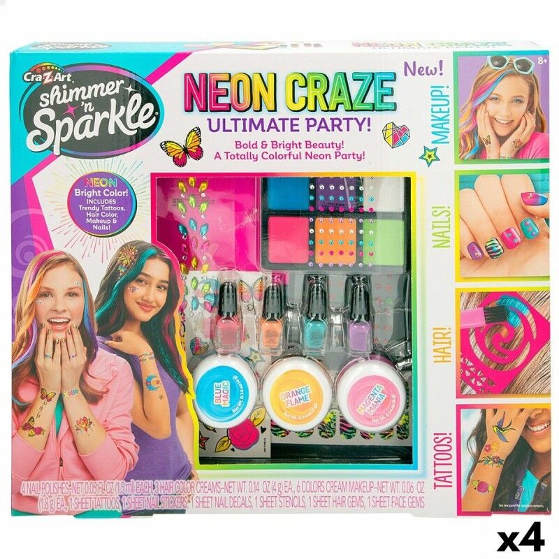 Cra-Z-Art|Conjunto de Beleza Cra-Z-Art Ultimate Party 10 x 1 x 7,5 cm Infantil Neon Unhas Cabelo Corpo 4 Unidades Cra-Z-Art|Conjunto de Beleza Cra-Z-Art Ultimate Party 10 x 1 x 7,5 cm Infantil Neon Unhas Cabelo Corpo 4 Unidades