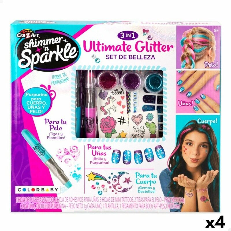 Cra-Z-Art|Conjunto de Beleza Cra-Z-Art 2 x 13 x 2 cm Infantil Unhas Cabelo Corpo Purpurina 4 Unidades Cra-Z-Art|Conjunto de Beleza Cra-Z-Art 2 x 13 x 2 cm Infantil Unhas Cabelo Corpo Purpurina 4 Unidades