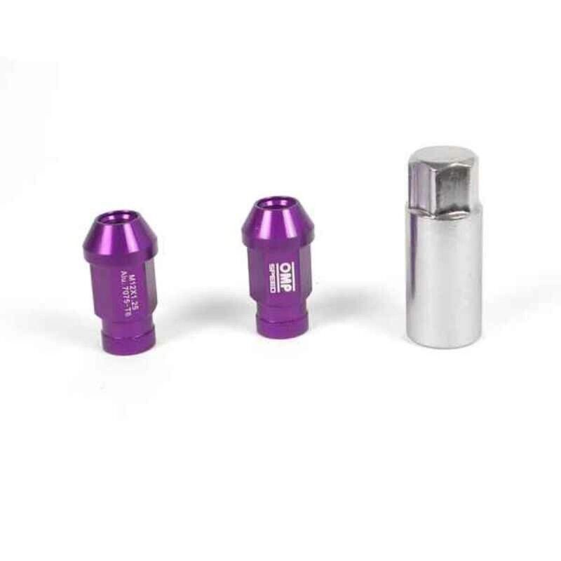 OMP|Set Porcas OMP 7075 40 mm M14 x 1,50 20 uds Violeta OMP|Set Porcas OMP 7075 40 mm M14 x 1,50 20 uds Violeta