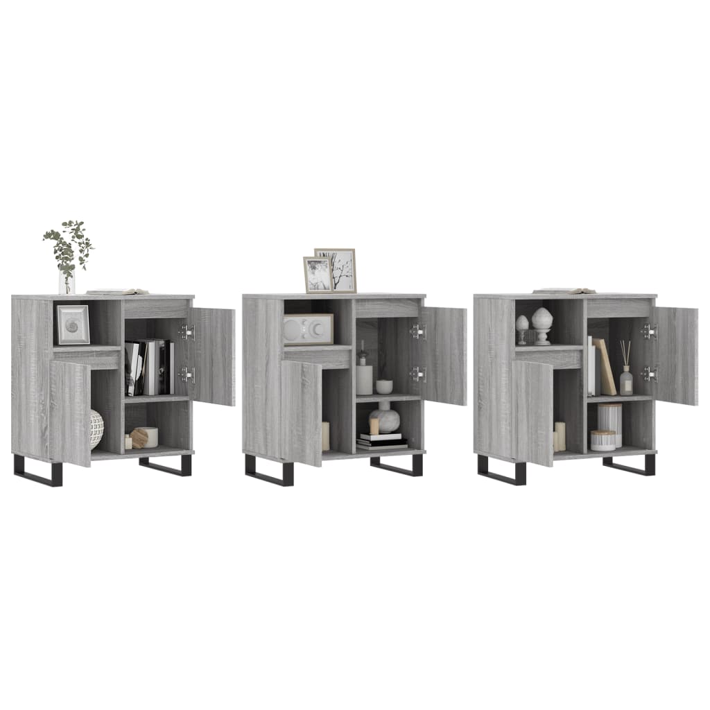 vidaXL Aparadores 3 pcs madeira processada cinzento sonoma