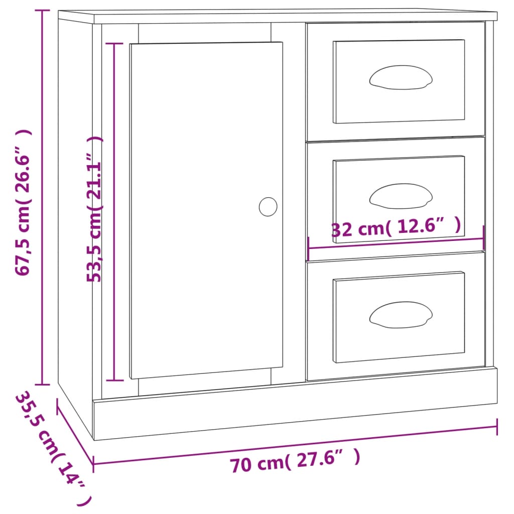 vidaXL Aparadores 2 pcs derivados de madeira carvalho sonoma