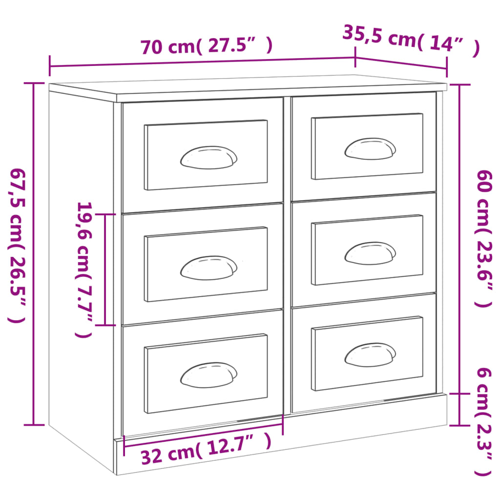 vidaXL Aparadores 2 pcs derivados de madeira branco