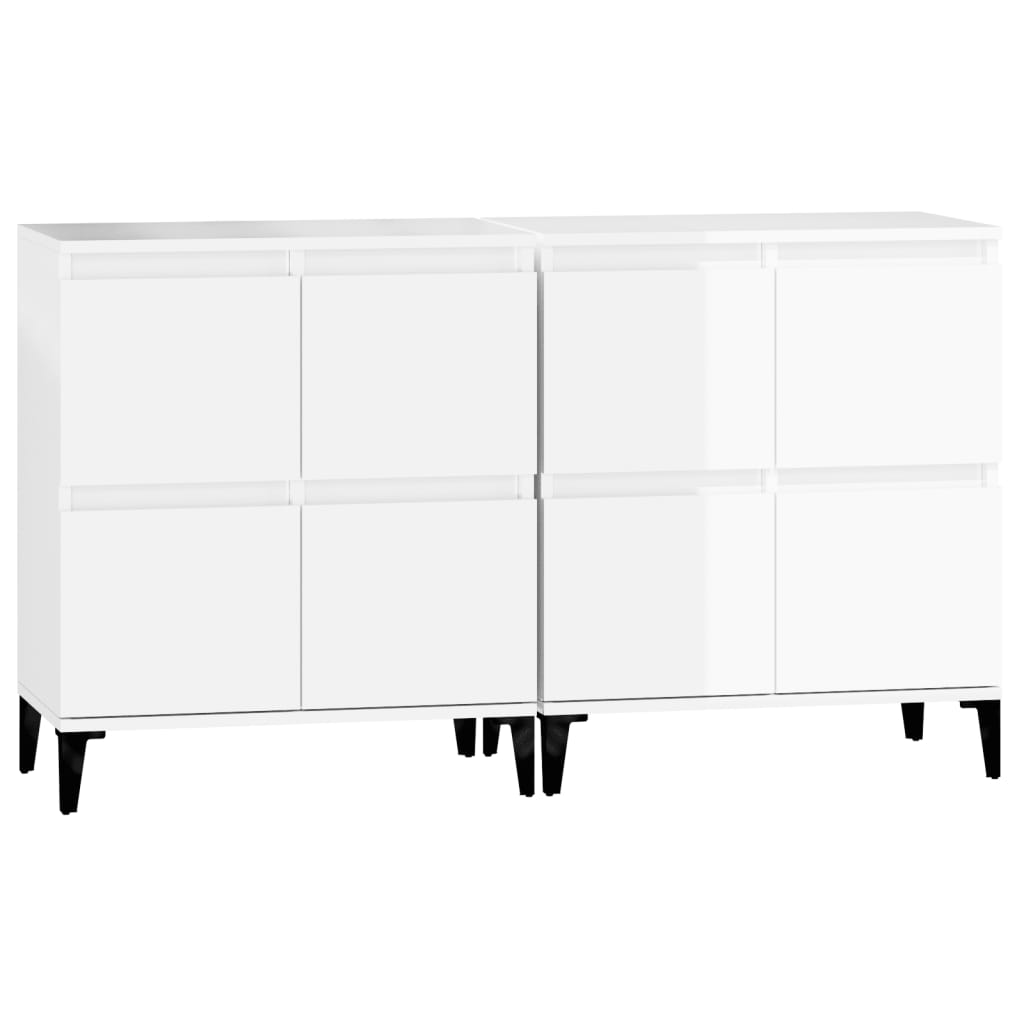 vidaXL Aparadores 2 pcs 60x35x70 cm derivados madeira branco brilhante