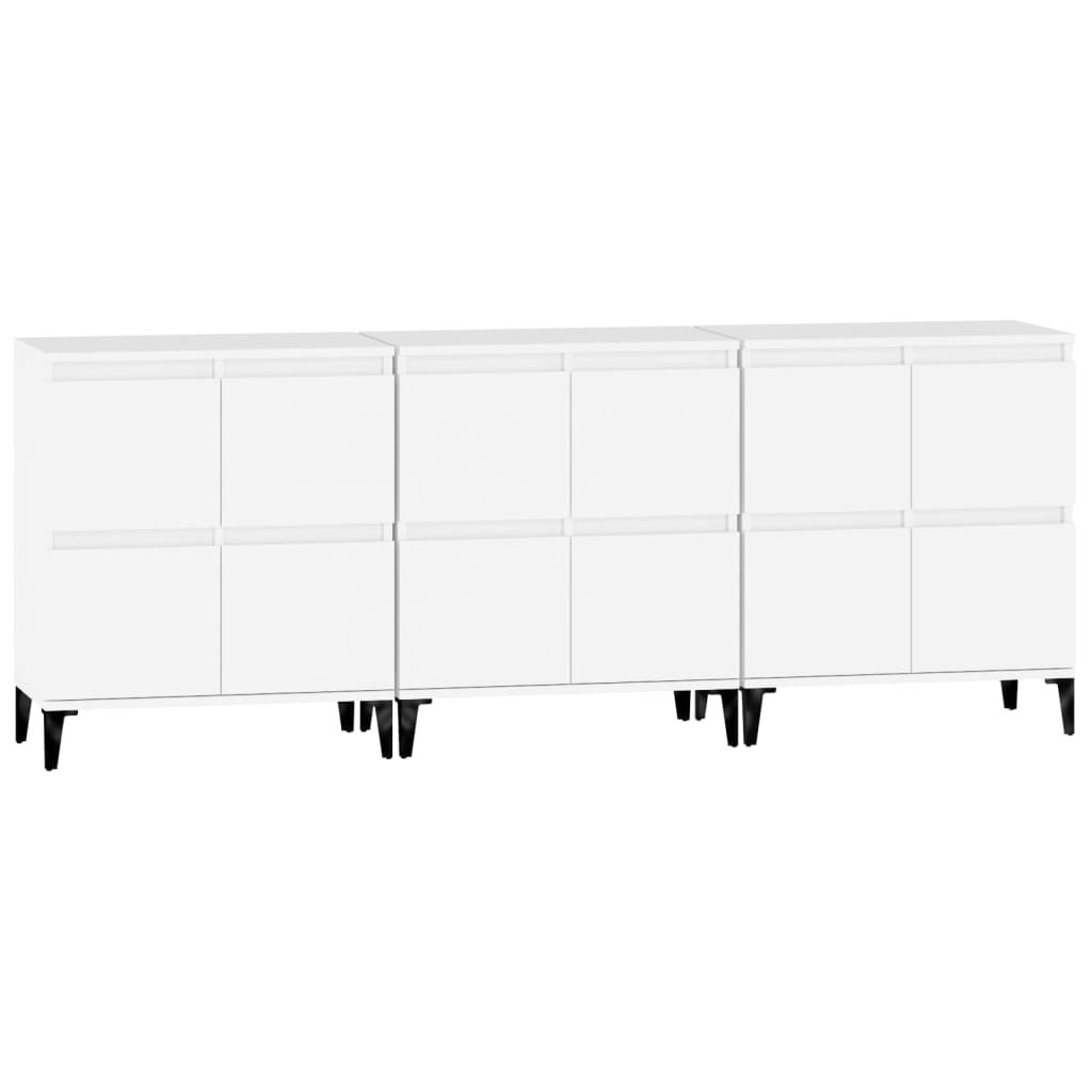 vidaXL Aparadores 3 pcs 60x35x70 cm derivados de madeira branco