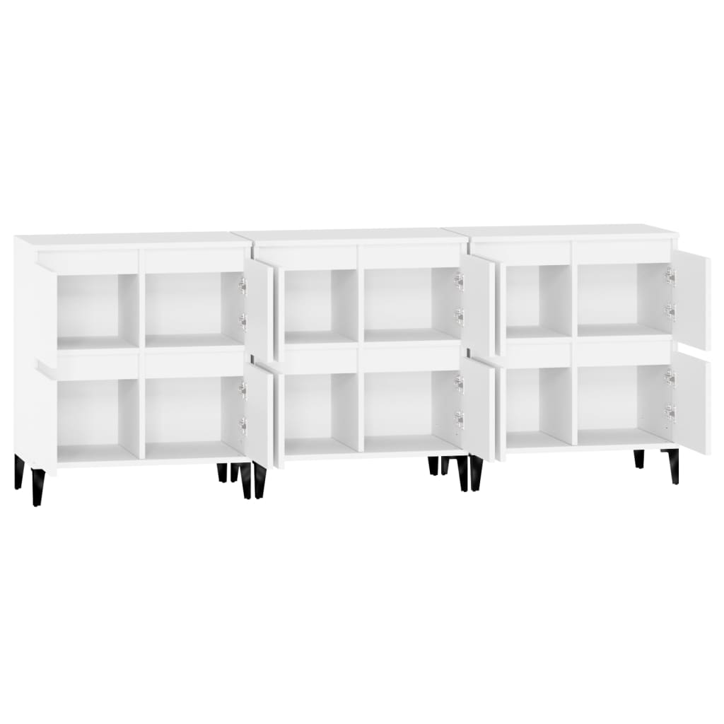 vidaXL Aparadores 3 pcs 60x35x70 cm derivados de madeira branco