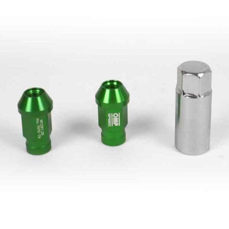 OMP|Set Porcas OMP 7075 40 mm M12 x 1,50 20 uds Verde OMP|Set Porcas OMP 7075 40 mm M12 x 1,50 20 uds Verde