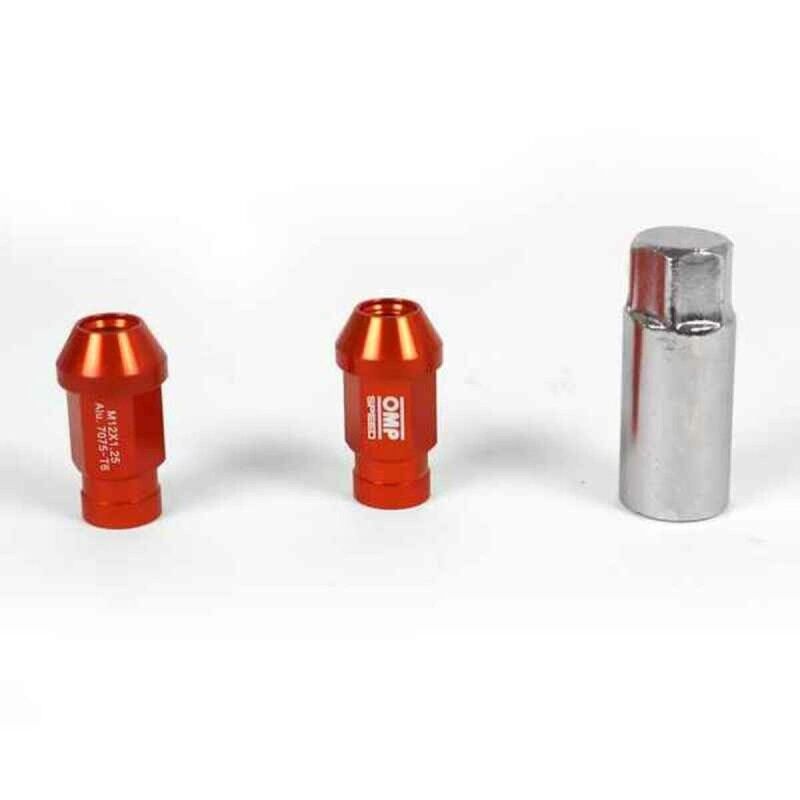 OMP|Set Porcas OMP 7075 M12 x 1,25 40 mm 20 uds Vermelho OMP|Set Porcas OMP 7075 M12 x 1,25 40 mm 20 uds Vermelho