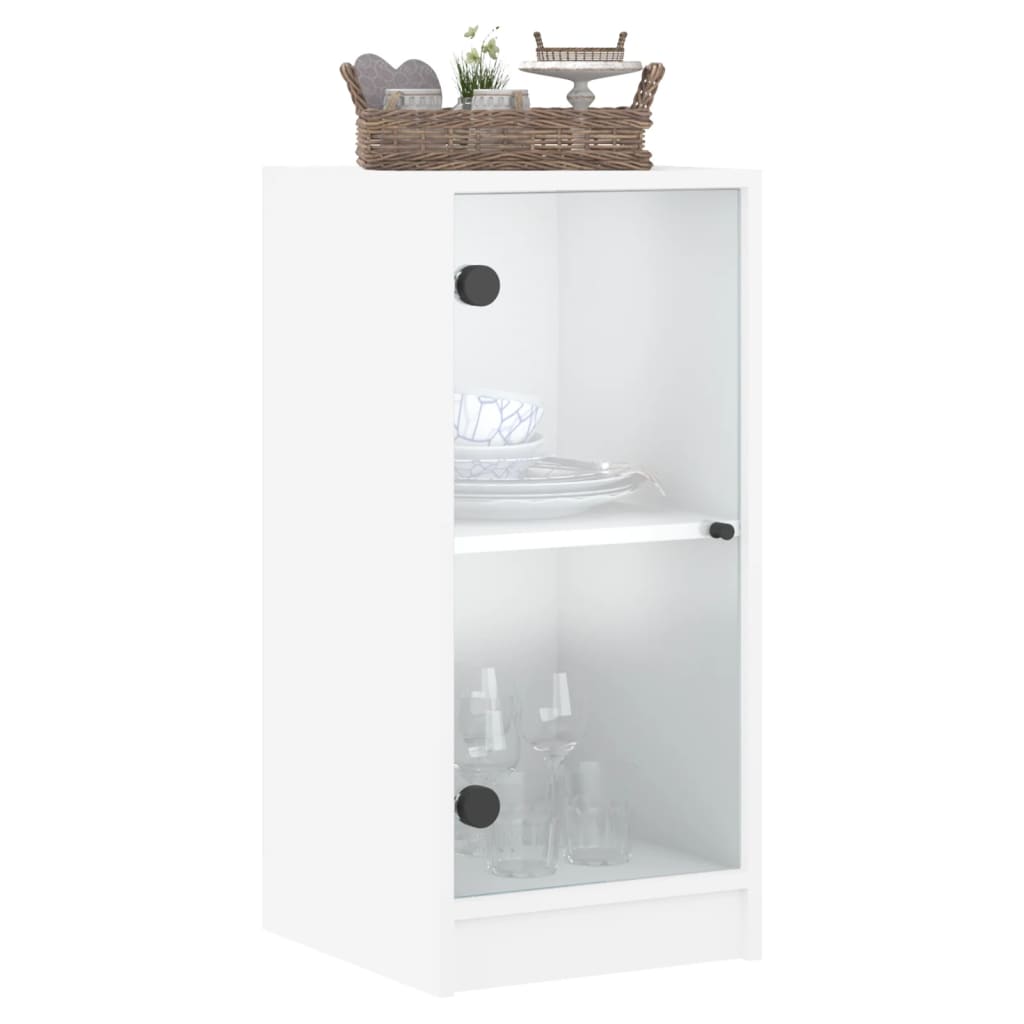 vidaXL Armário de apoio c/ portas de vidro 35x37x75,5 cm branco