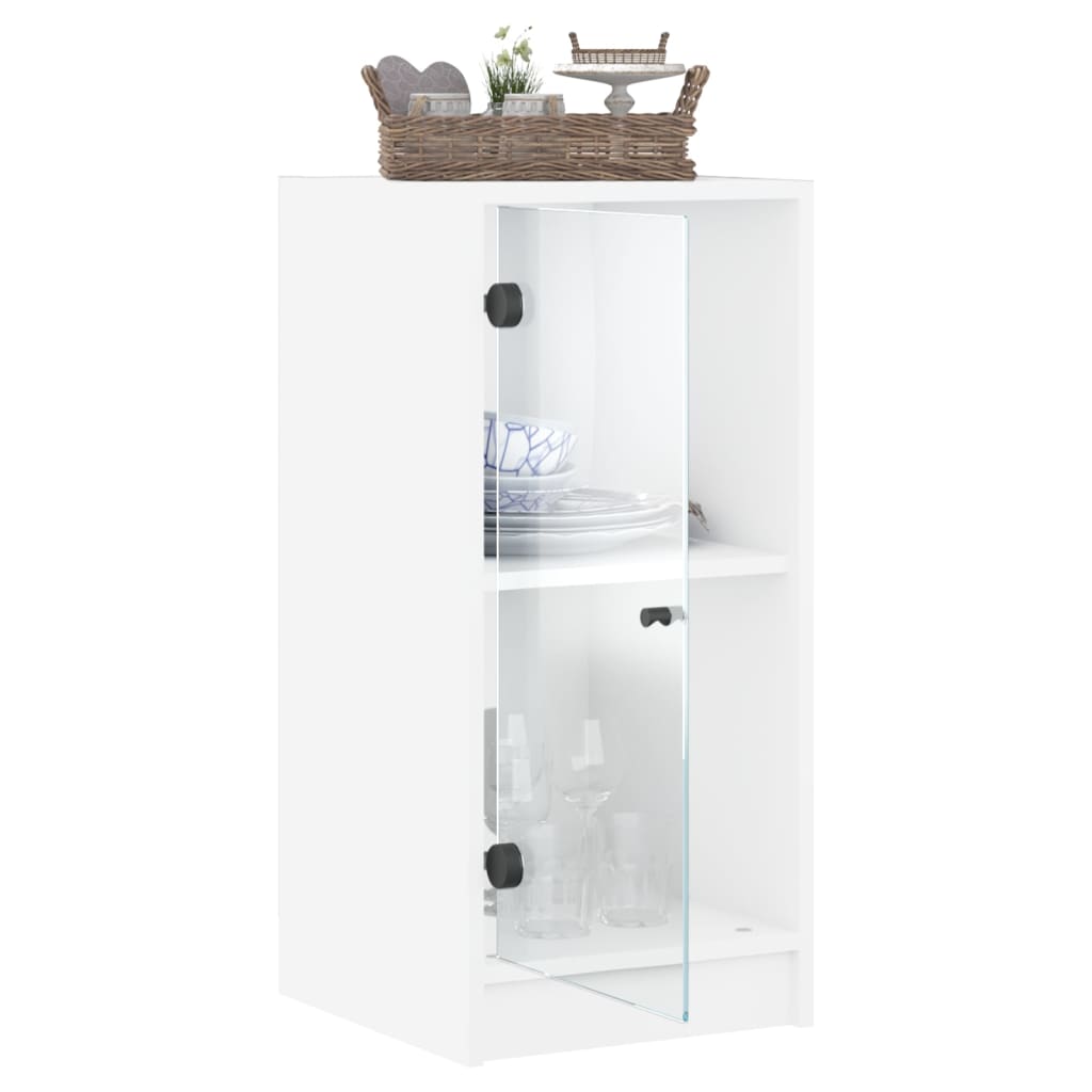 vidaXL Armário de apoio c/ portas de vidro 35x37x75,5 cm branco