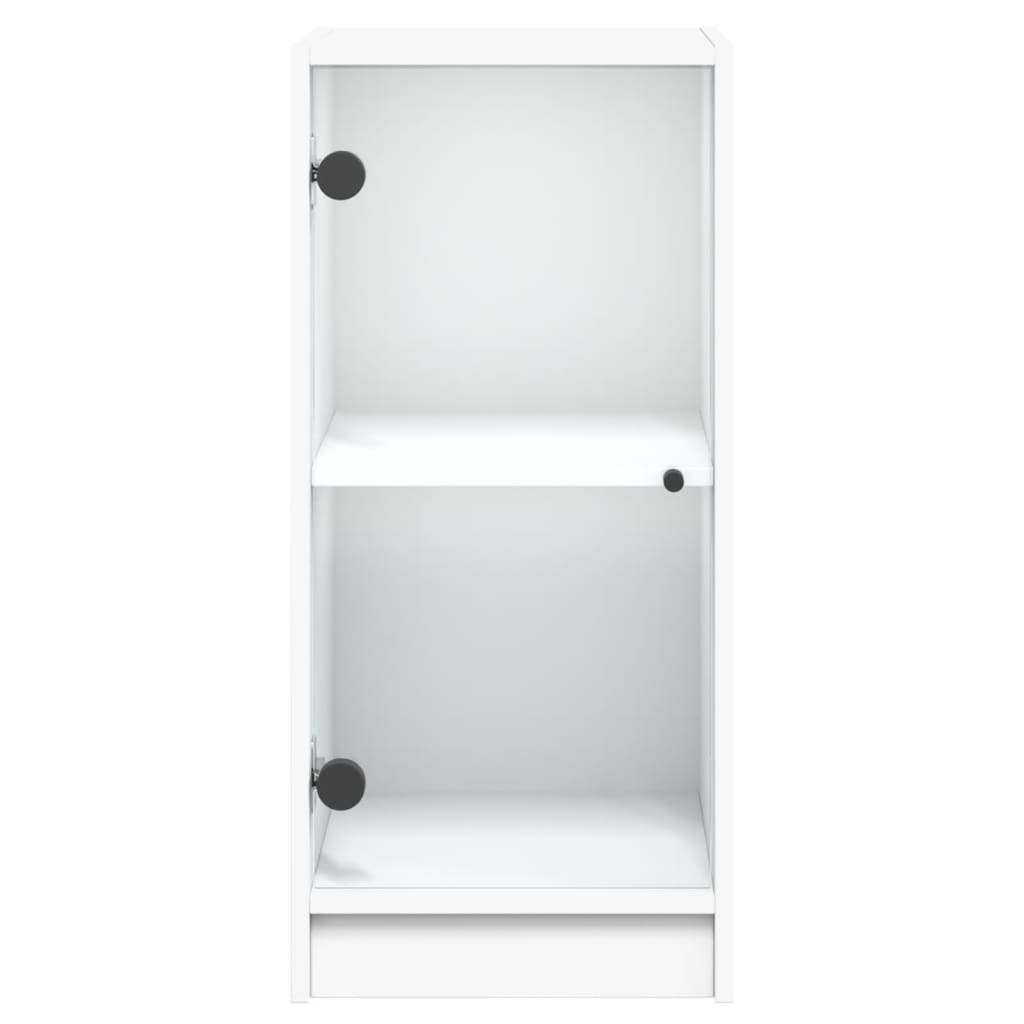 vidaXL Armário de apoio c/ portas de vidro 35x37x75,5 cm branco