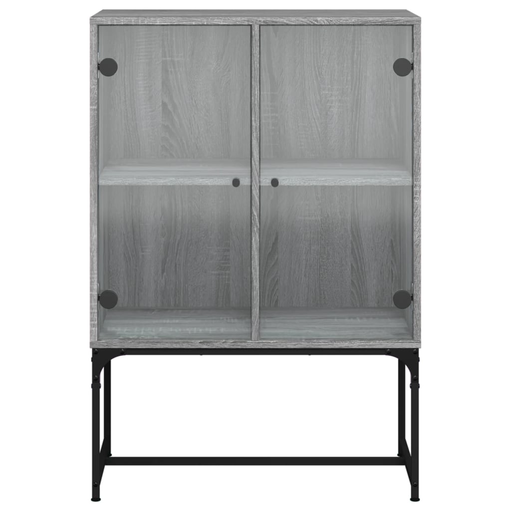 vidaXL Armário de apoio c/ portas de vidro 69x37x100 cm cinza sonoma