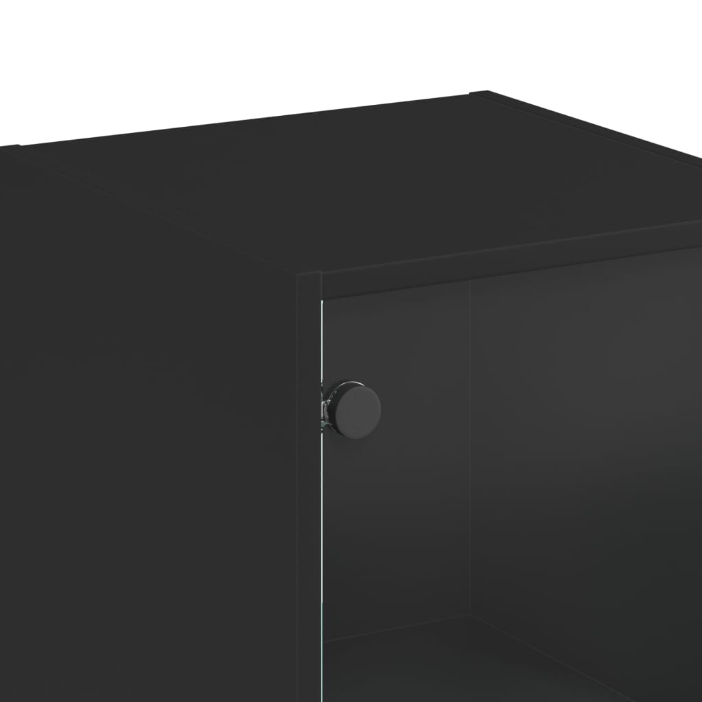 vidaXL Aparador alto c/ porta de vidro 35x37x142 cm preto