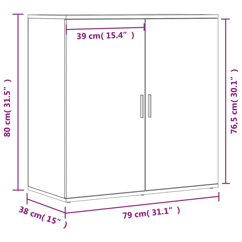 vidaXL Aparadores 2 pcs 79x38x80 cm derivados de madeira preto